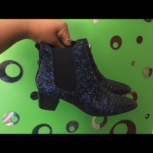 Dark blue glitter ankle boots